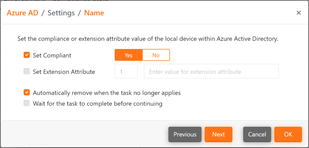 Azure AD task to set the Compliant status